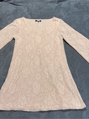 🤍 Bik Bok Cream Embroidered-Style Dress with Bell Sleeves